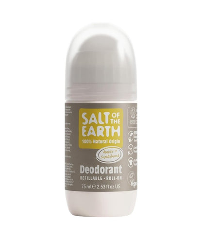 Salt Of The Earth Natural Deodorant Roll On Amber And Sandalwood