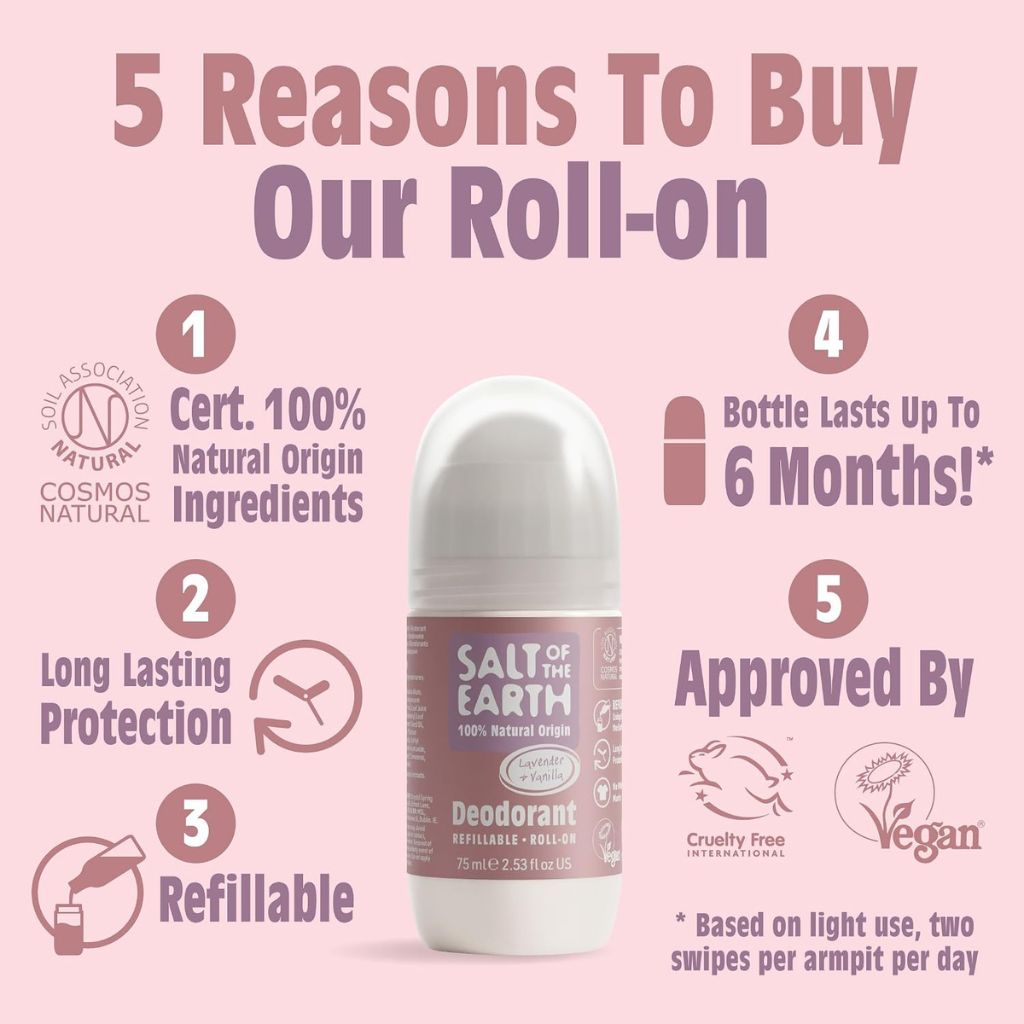 Salt Of The Earth Natural Deodorant Roll On Lavender And Vanilla