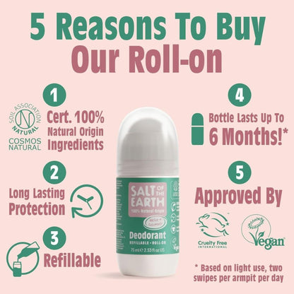 Salt Of The Earth Natural Deodorant Roll On Melon And Cucumber