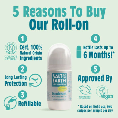 Salt Of The Earth Natural Deodorant Roll On Unscented