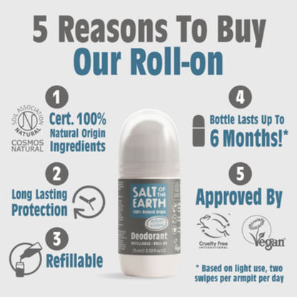 Salt Of The Earth Natural Deodorant Roll On Vetiver And Citrus