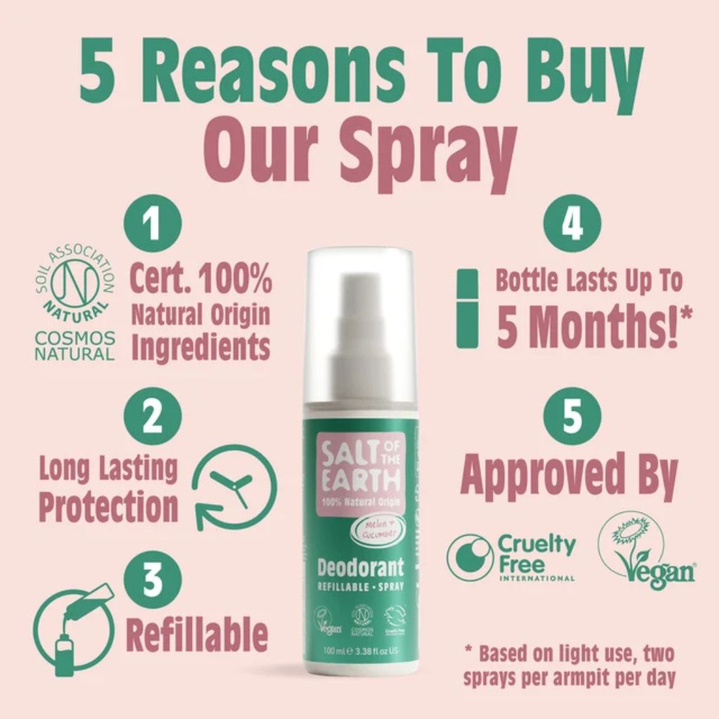 Salt Of The Earth Natural Deodorant Spray Melon And Cucumber