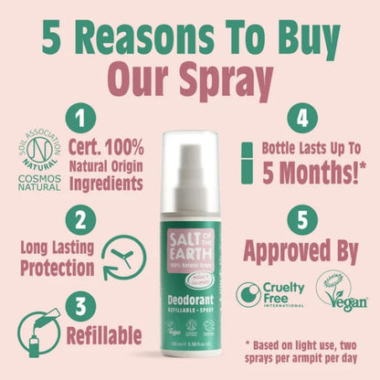 Salt Of The Earth Natural Deodorant Spray Melon And Cucumber