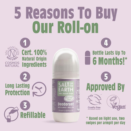 Salt Of The Earth Natural Deodorant Roll On Clary And Sage