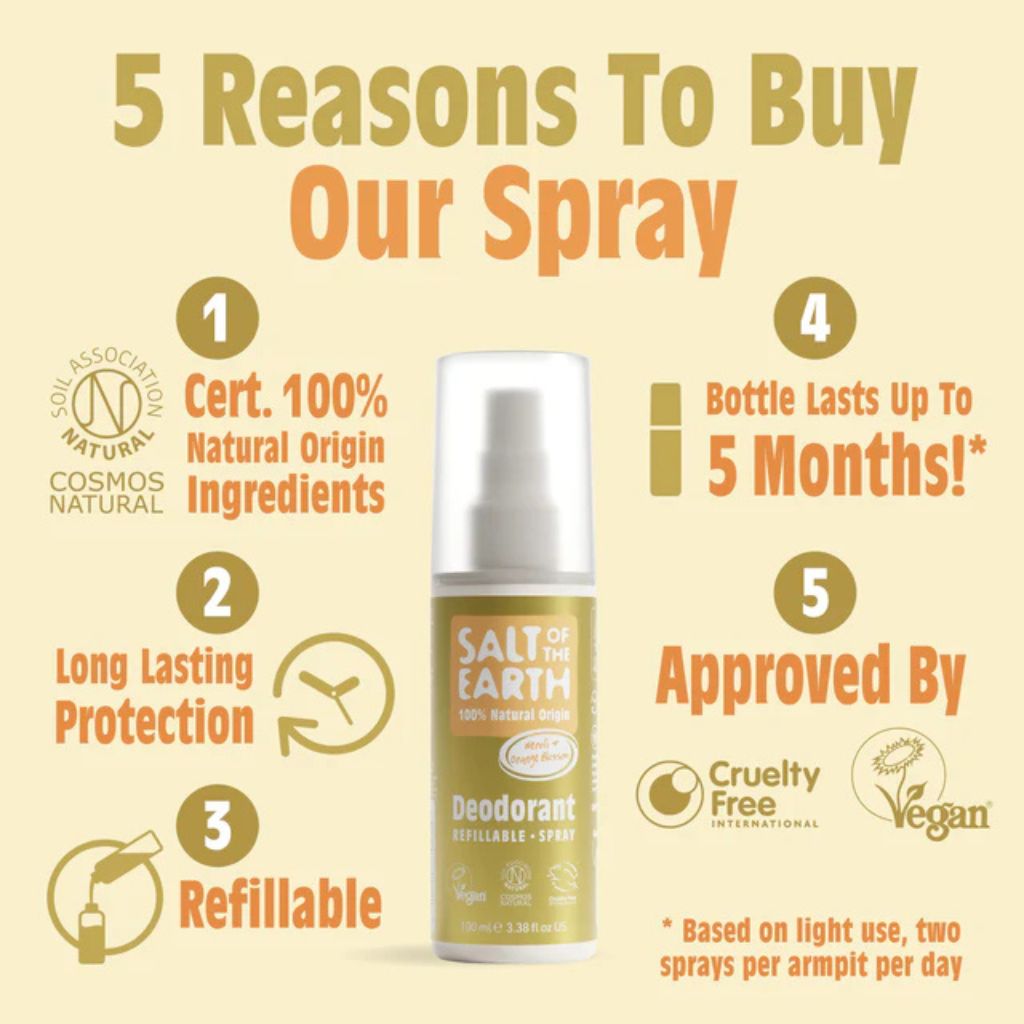 Salt Of The Earth Natural Deodorant Spray Neroli And Orange Blossom