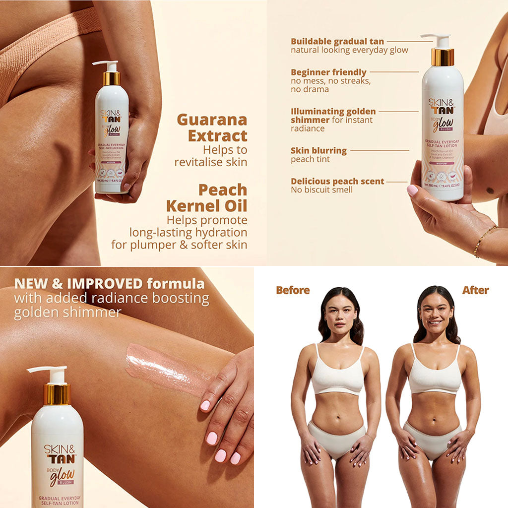 Skinny Tan  Body Glow Blush Gradual Everyday Self Tan Lotion