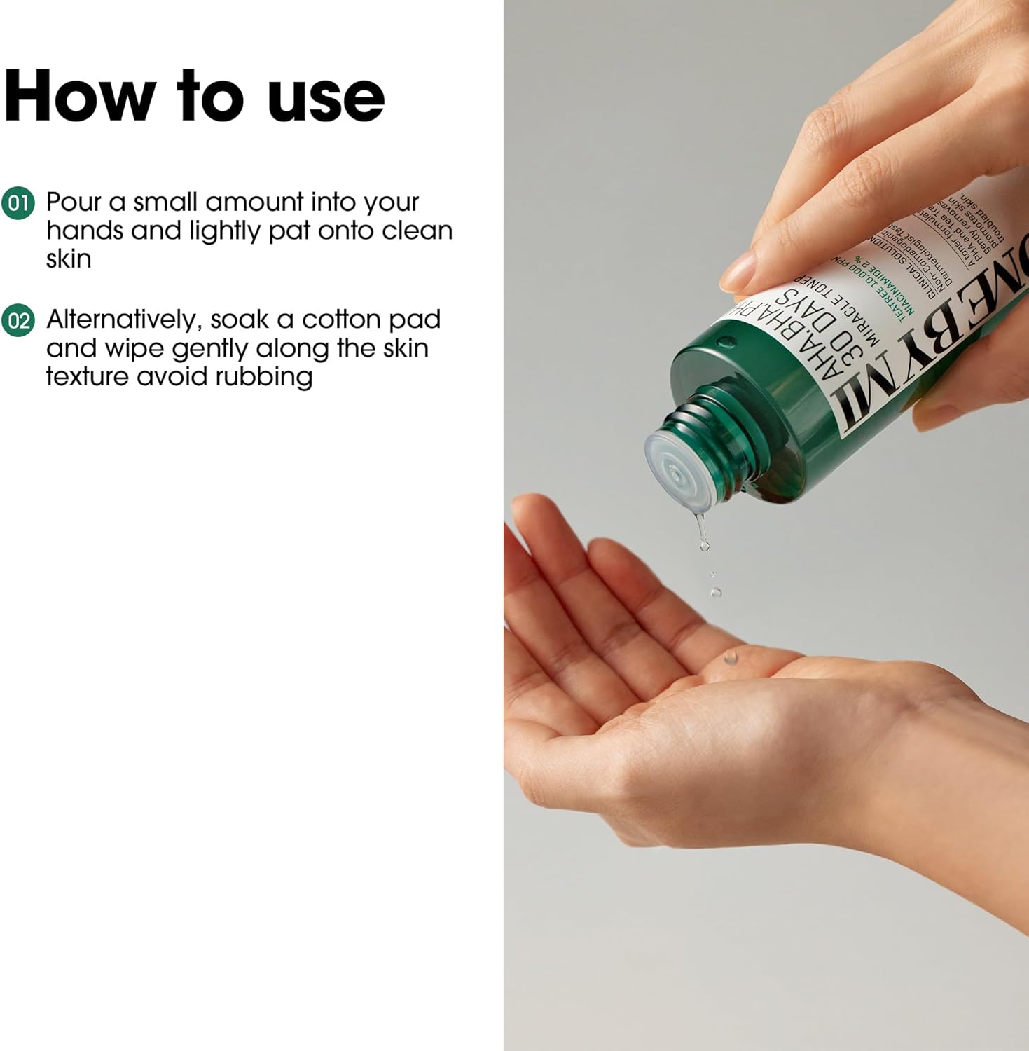 Some By Mi AHA BHA PHA 30 Days Miracle Toner in a 150ml bottle, K-beauty skincare product with clear liquid and minimalist packaging.