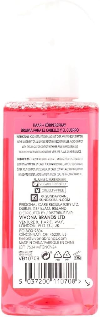 Sunday Rain Pink Grapefruit And Sea Salt Hair Body Mist