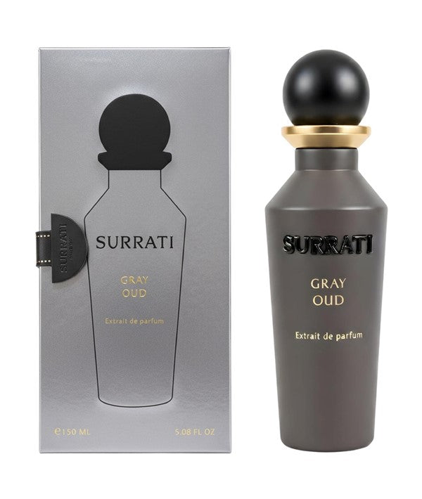 Surrati Gray Oud Extrait de Parfum for Him bottle in gray packaging