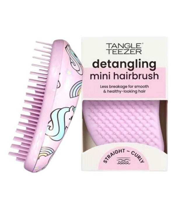 Tangle Teezer Kids Detangling Mini Hairbrush in unicorn design for gentle hair grooming