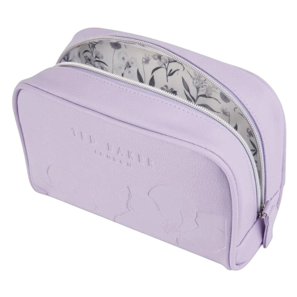 Ted Baker Floral Embossed Cosmetic Beauty Makeup Toiletry Bag Lilac