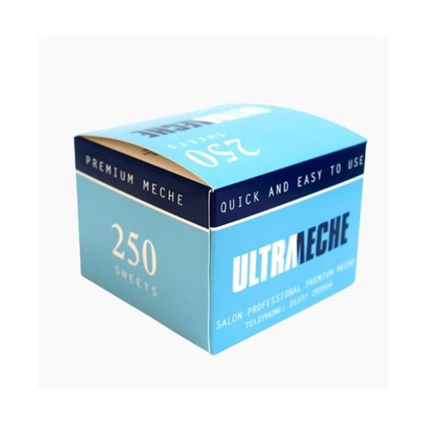 Ultrameche Ultra Meche Salon Professional premium hair highlighting sheets in a compact pack, designed for easy hair color application.