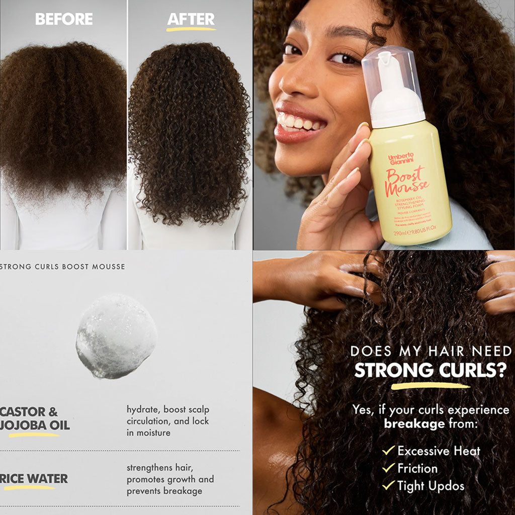 Umberto Giannini Boost Mousse Rosemary Oil Strengthening Styling Foam