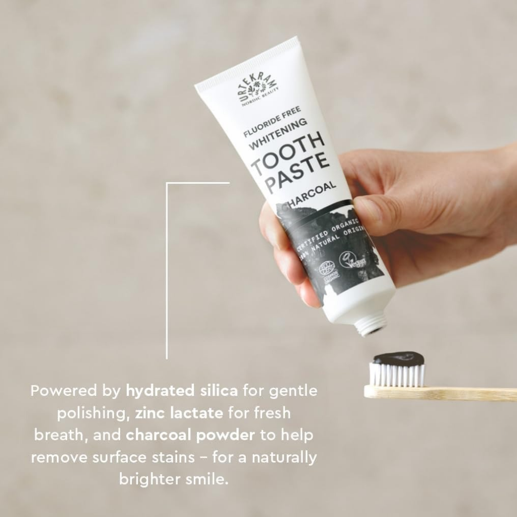 Urtekram  Fluoride Free Charcoal Whitening Tooth Paste