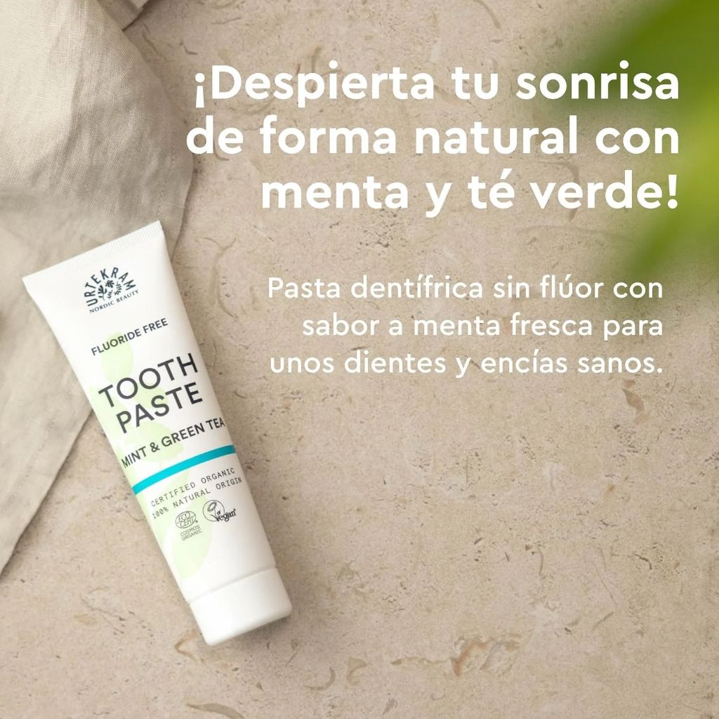 Urtekram  Fluoride Free Mint And Green Tea Tooth Paste