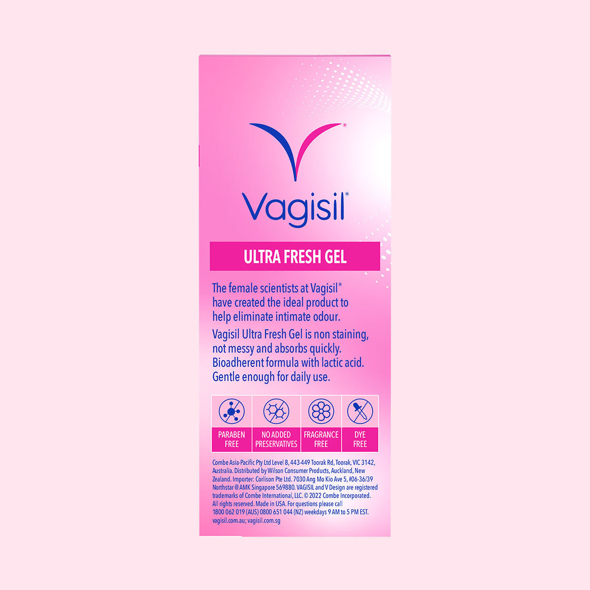 Vagisil 24 Hour Odour Protection Ultra Fresh Gel in a tube, part of targeted skin solutions for freshness and odour control