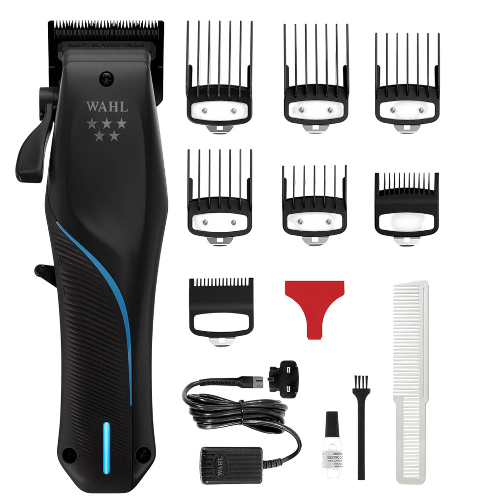 Wahl 5 Star Series Vapor Cord Cordless Clipper for hair styling, showing the professional electric hair clipper with a sleek design.