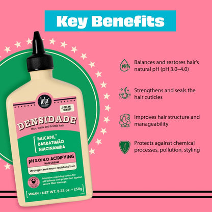 Lola Cosmetics Densidade Acidifying Hair Cream in a jar, designed for hair treatment and scalp care.