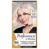 Loreal Preference Infinia permanent hair color in 11.21 Ultra Light Pearl Blonde showing a cool, luminous blonde shade.
