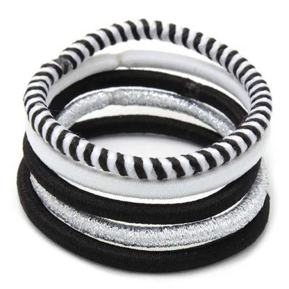 Molly And Rose Black And White Elastics And Scrunchie Set 9320