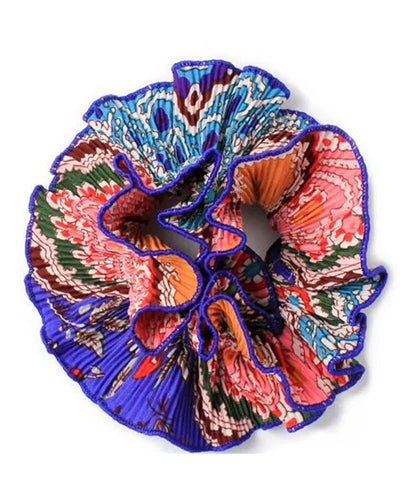 Molly And Rose Double Layered Indian Block Print Ribbed Extra Large Scrunchie 9309