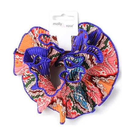 Molly And Rose Double Layered Indian Block Print Ribbed Extra Large Scrunchie 9309