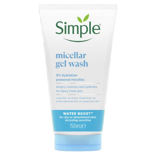 Simple Micellar Gel Wash from Skin Basics line, gentle facial cleanser with micellar technology in a clear gel formula.