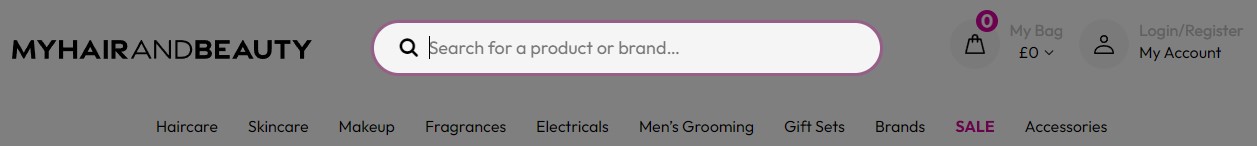 My Hair and Beauty search bar